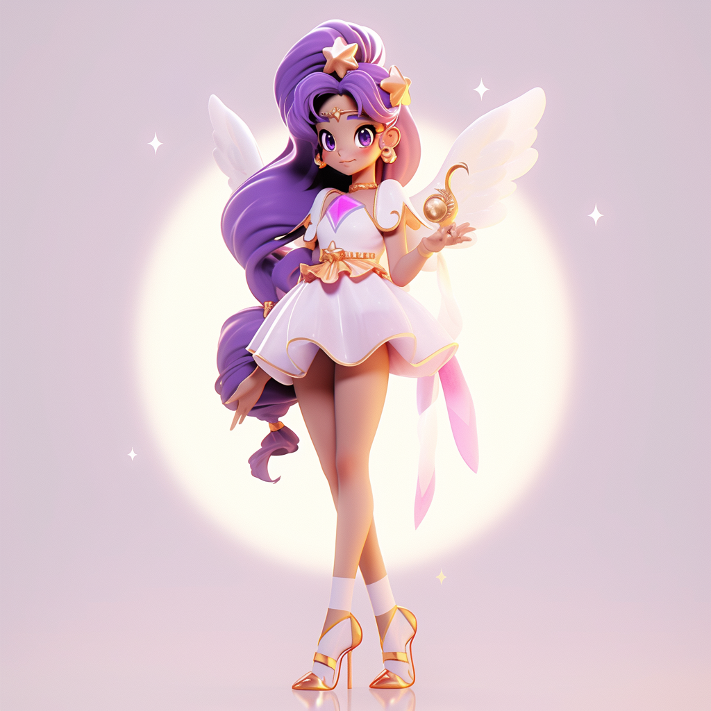 Magical princess with purple hair