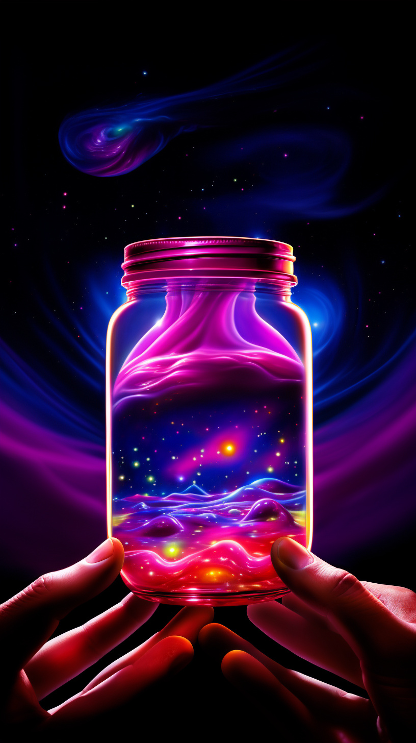 Colorful psychedelic jelly jar