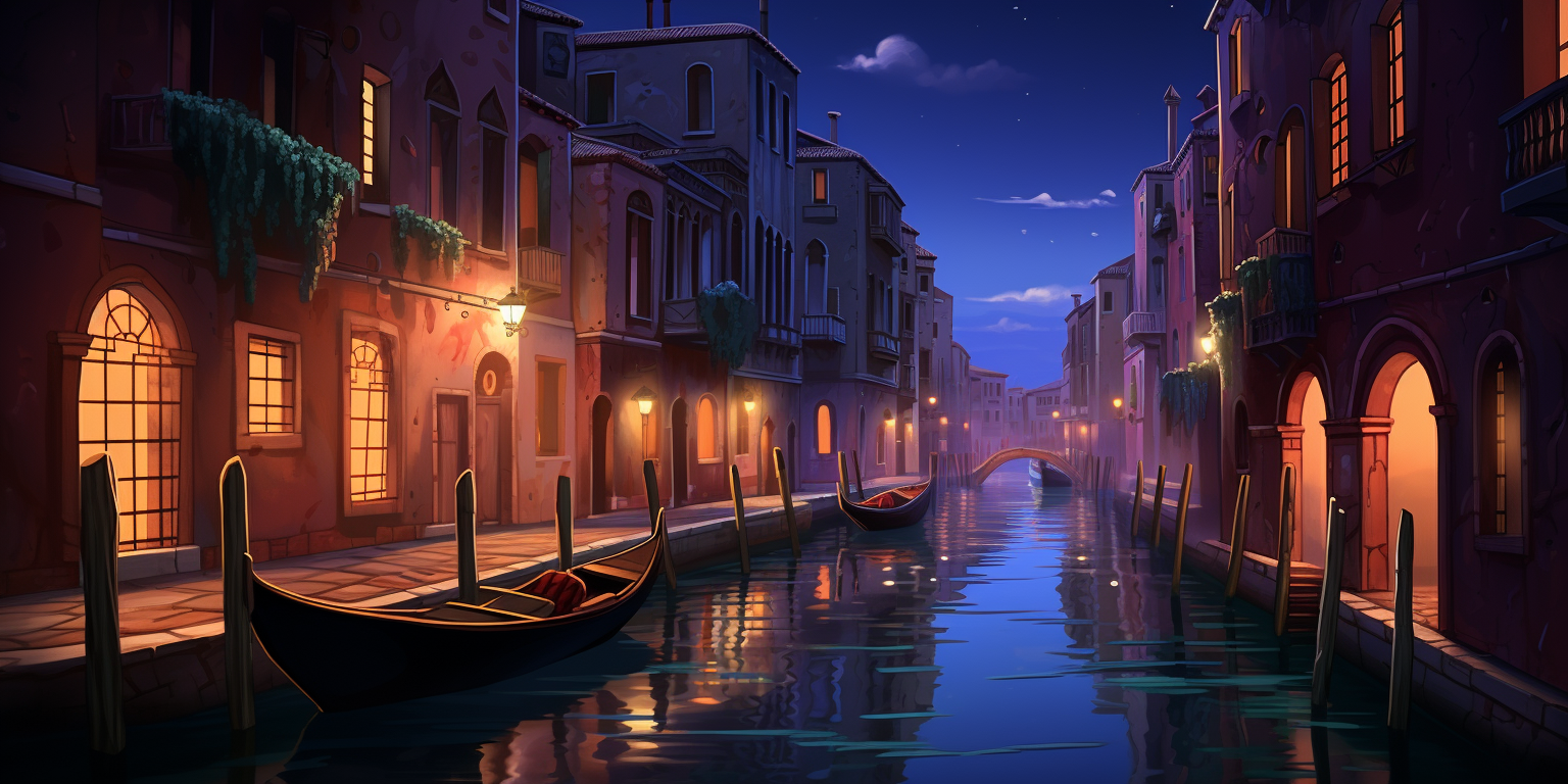 Beautiful nighttime Venice canal scene