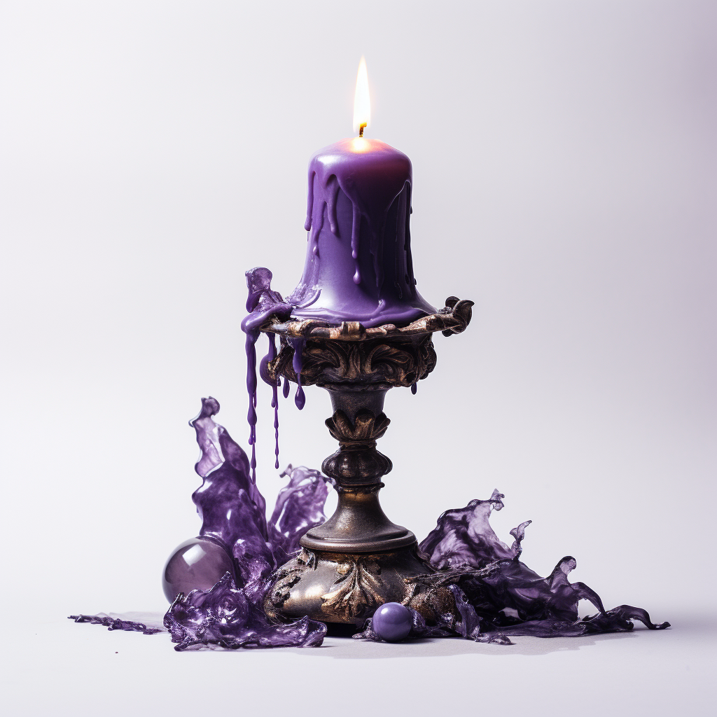 Purple candle on white background