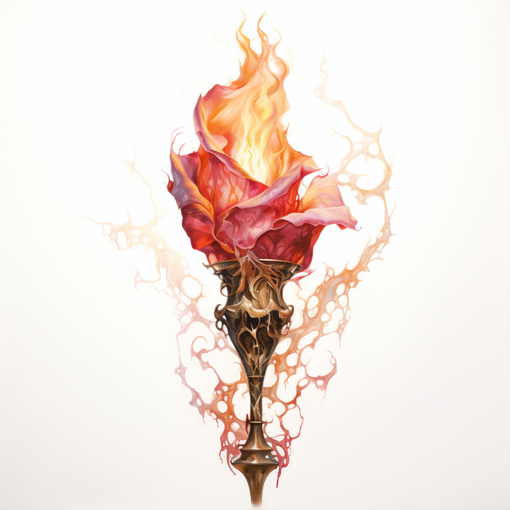 Beautiful Magical Torch with Rose Flames