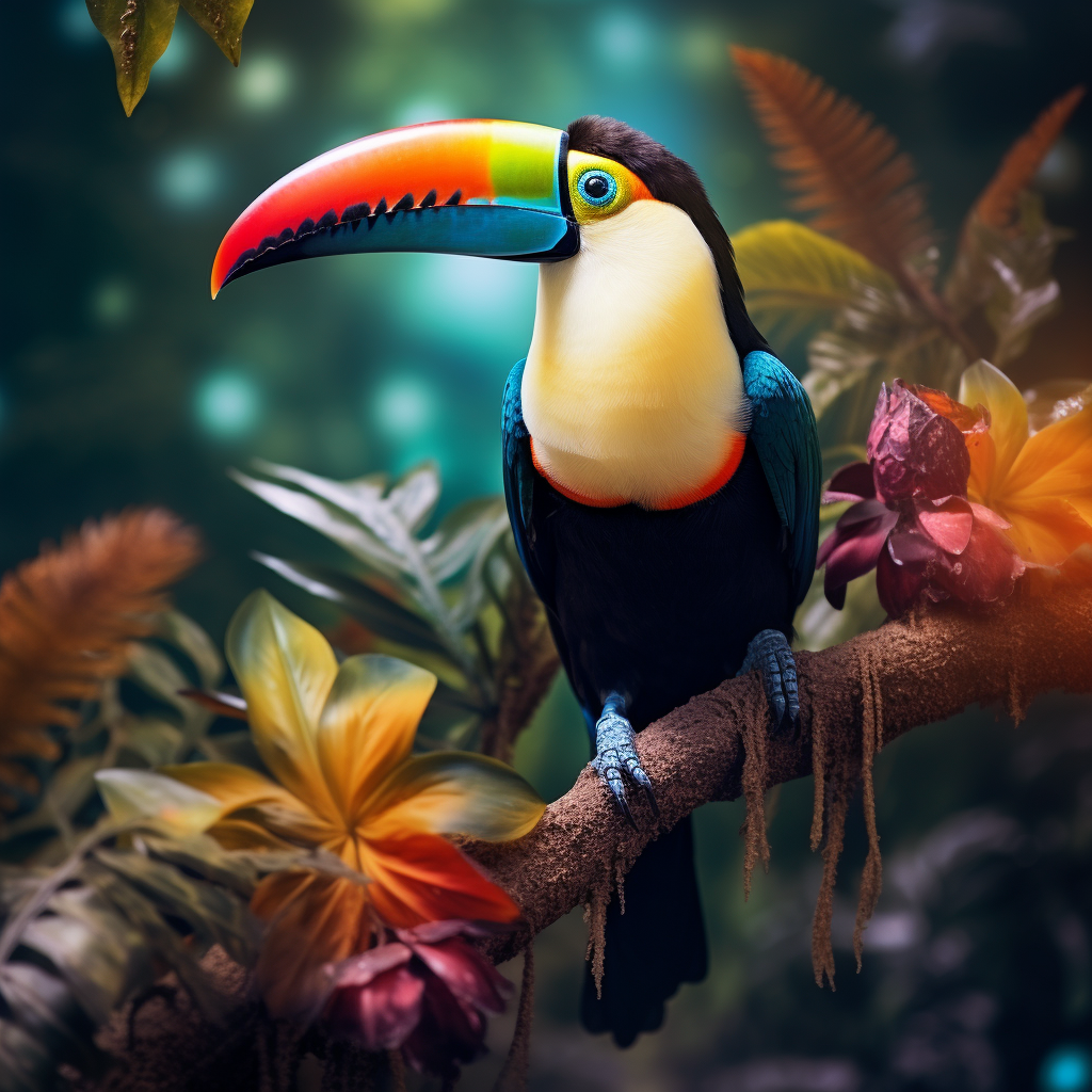 Beautiful toucan perched on a tree