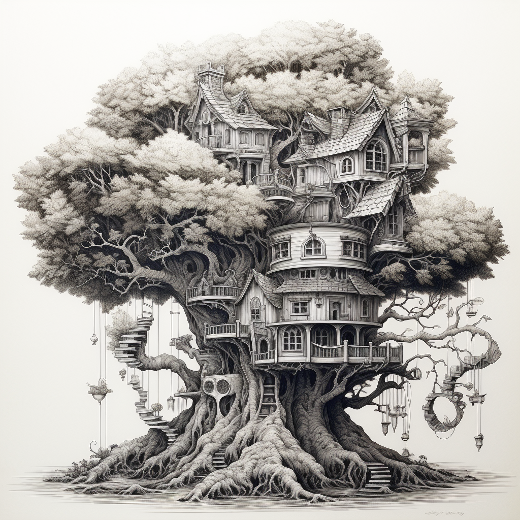 Enchanting tree artwork with pen