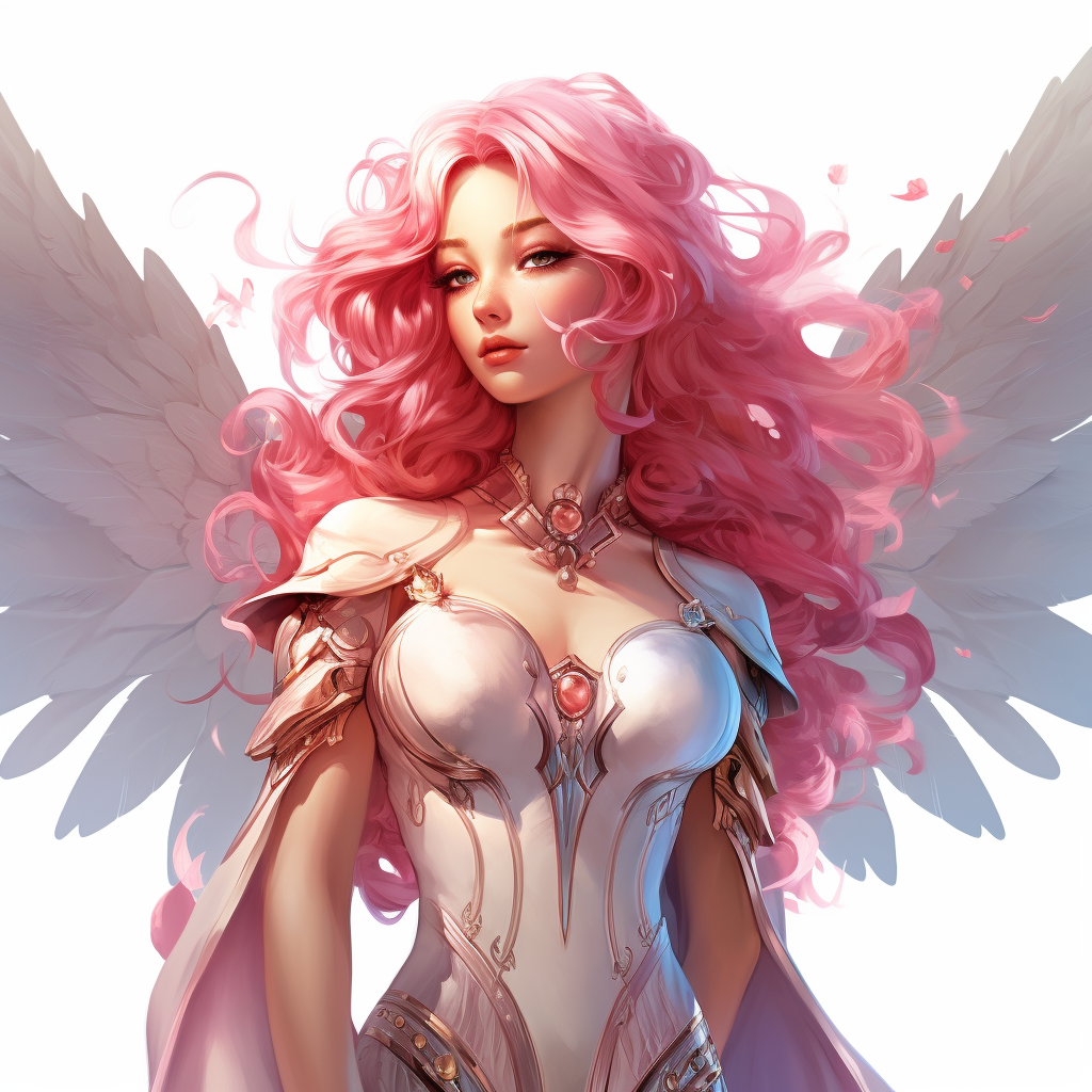 Beautiful magical angel with pink hair