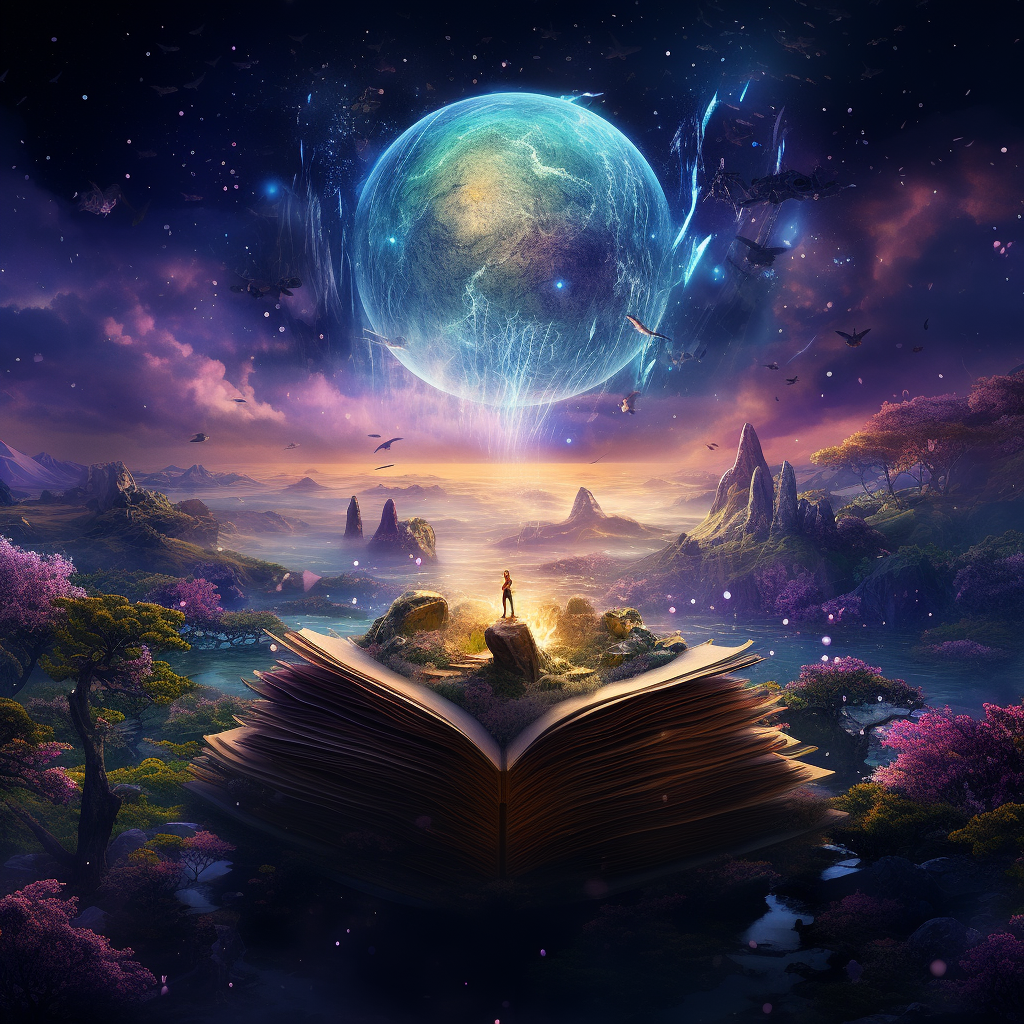 Magical Book in Cosmic Scenery