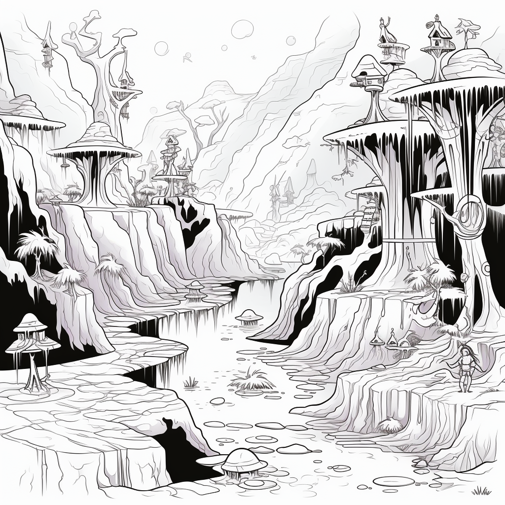 Witches exploring magical canyon waterfalls