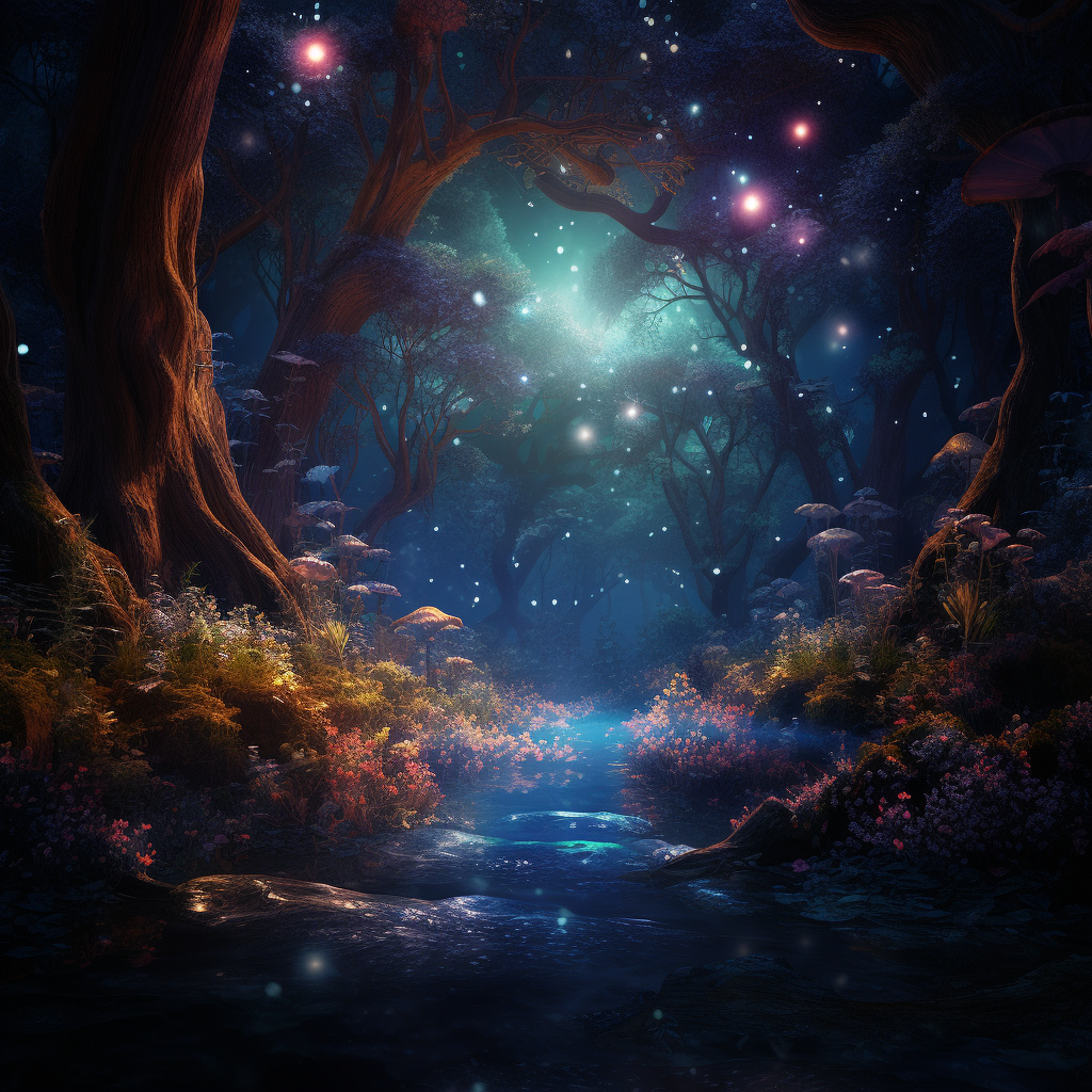 Enchanting elf beauty in sparkling magical forrest