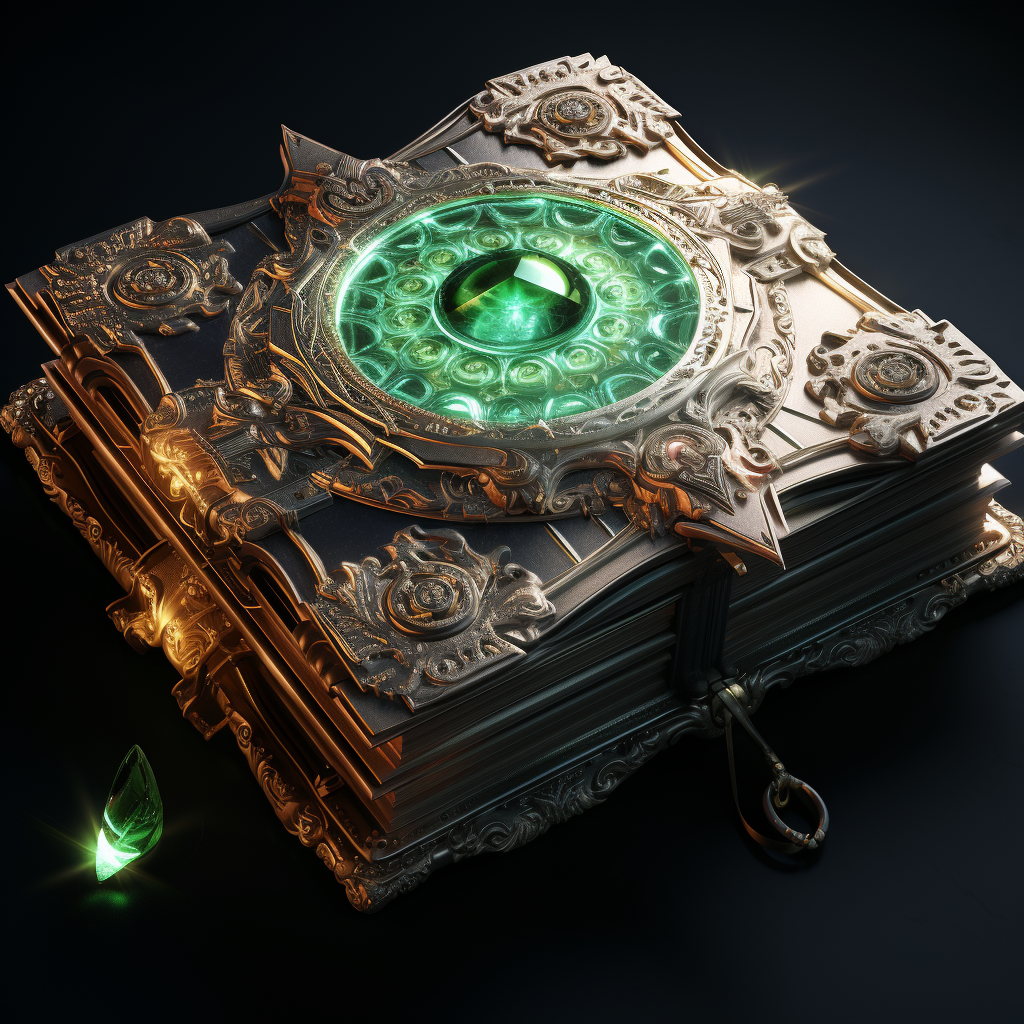 Illustration of a Magical Green Leather Tome