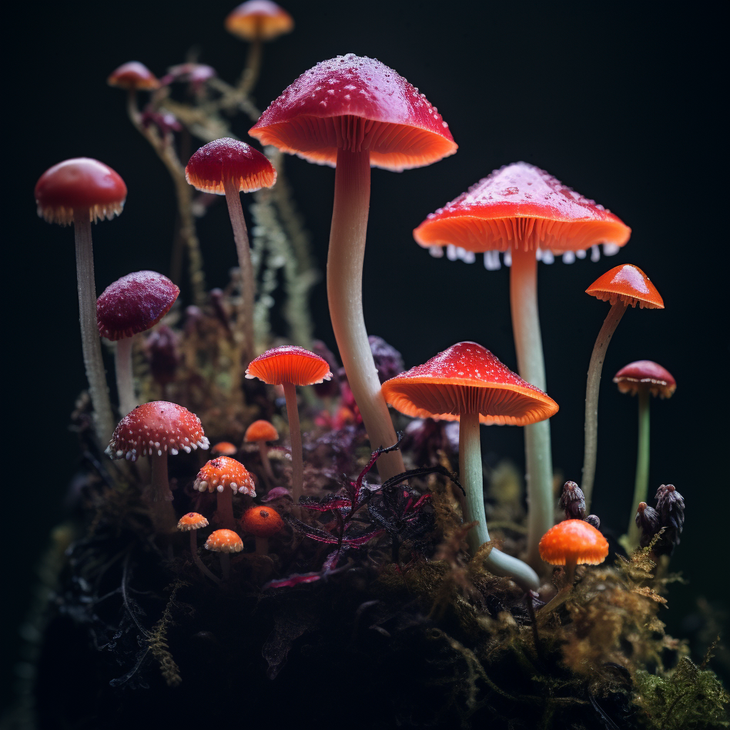 Beautiful Top-Down View of Magical Mushrooms