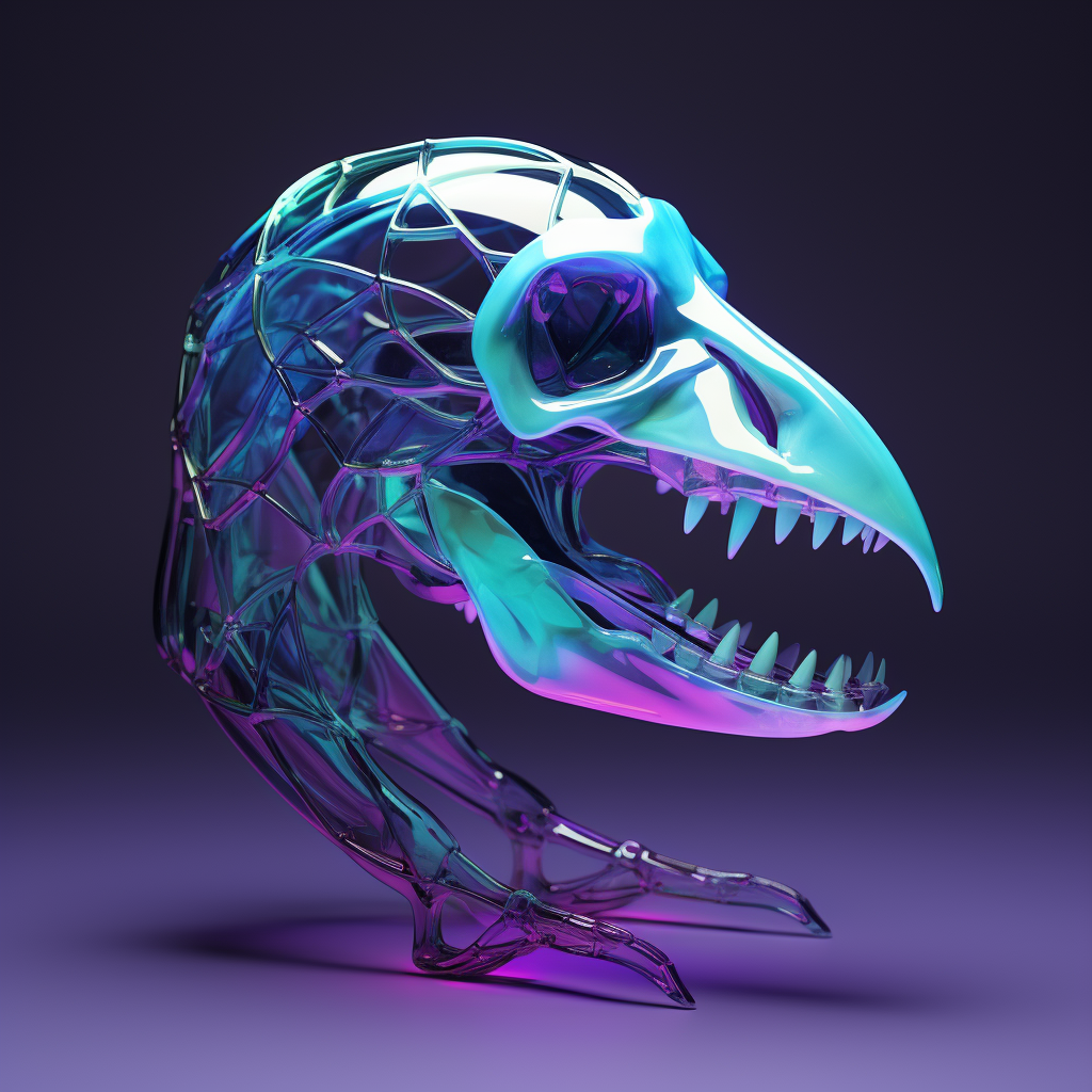 Mystical Magpie Skull Hologram Image