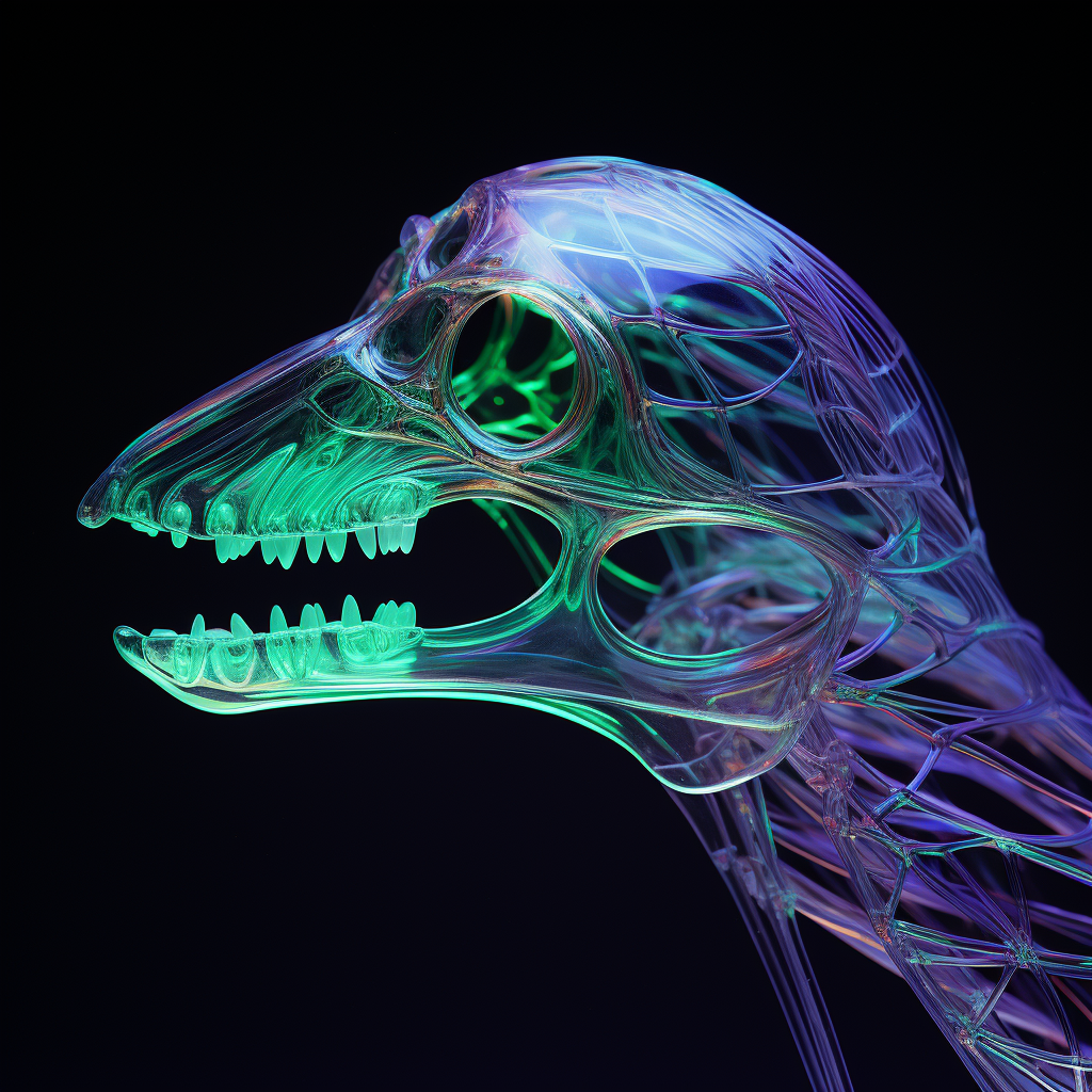 Mesmerizing Magpie Skull in Holographic Wireframe