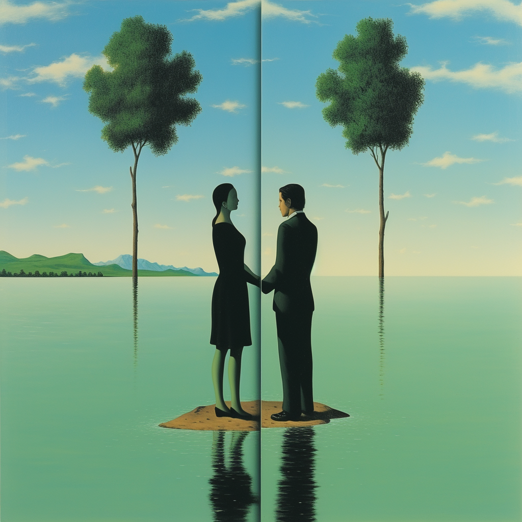 Surreal Lovers Painting by René Magritte