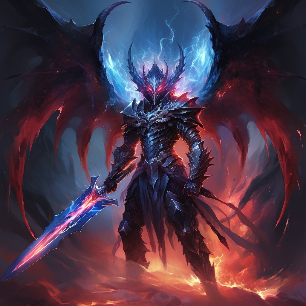 Majestic Archdevil with Mythic Sword engulfed in Flames