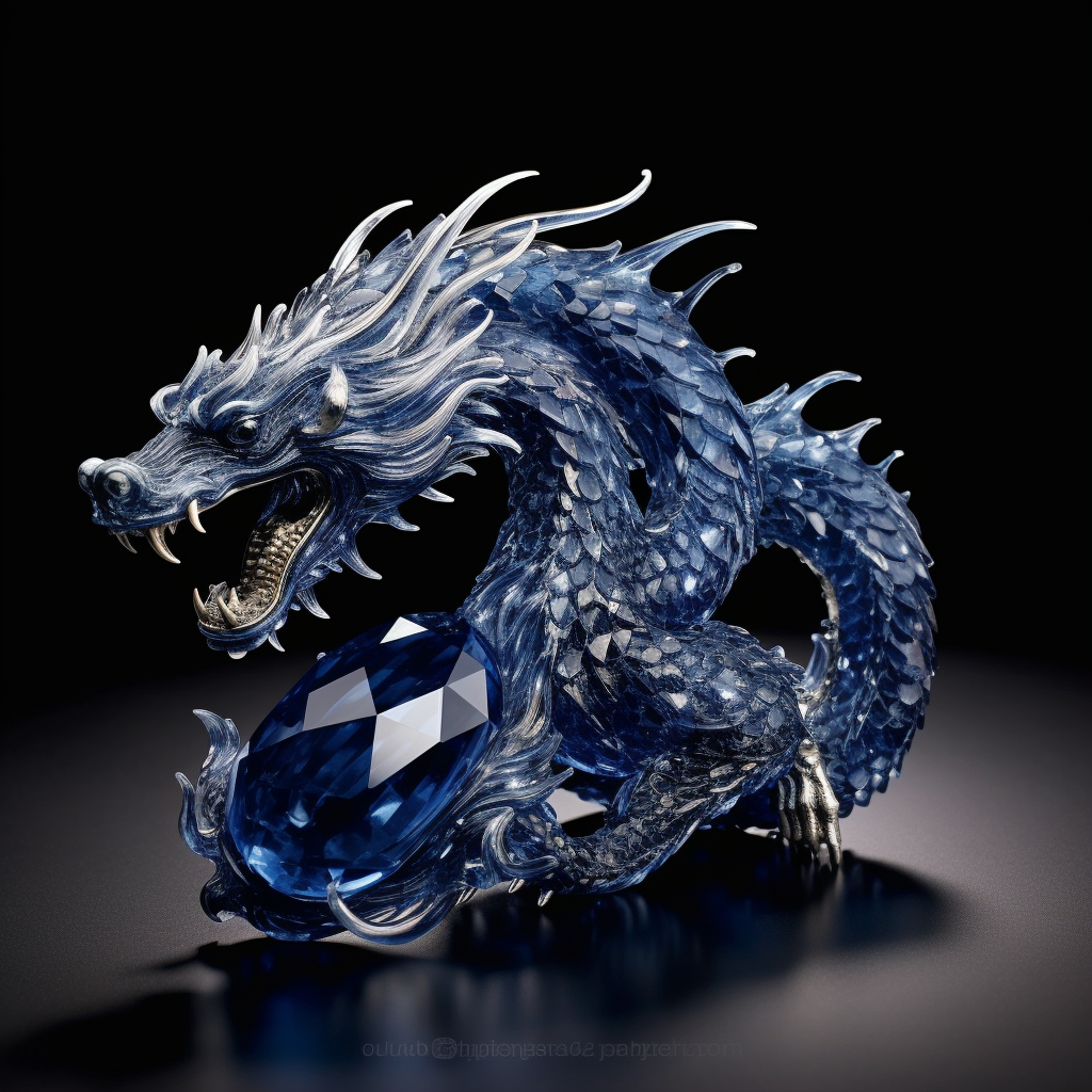 Beautiful sapphire-carved dragon artwork