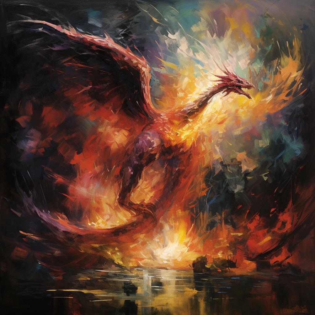 Majestic dragon in impressionism style