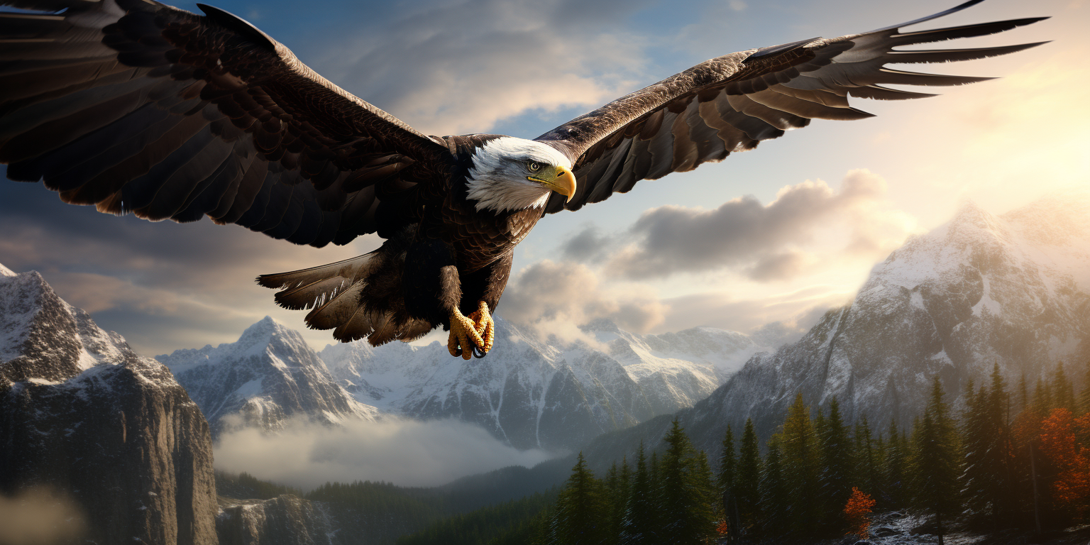 Majestic Eagle in Flight Cartoon Realism