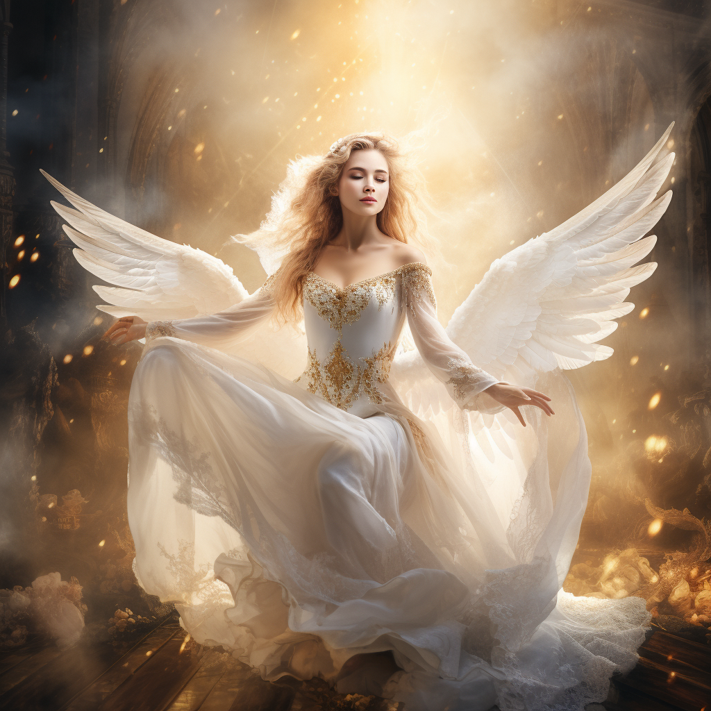 Angel with Majestic Open Wings