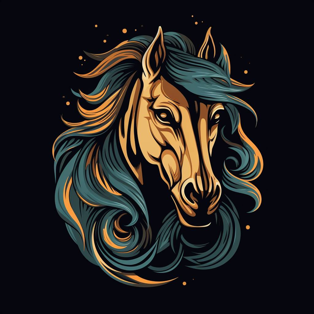 Majestic horse emblem on black background