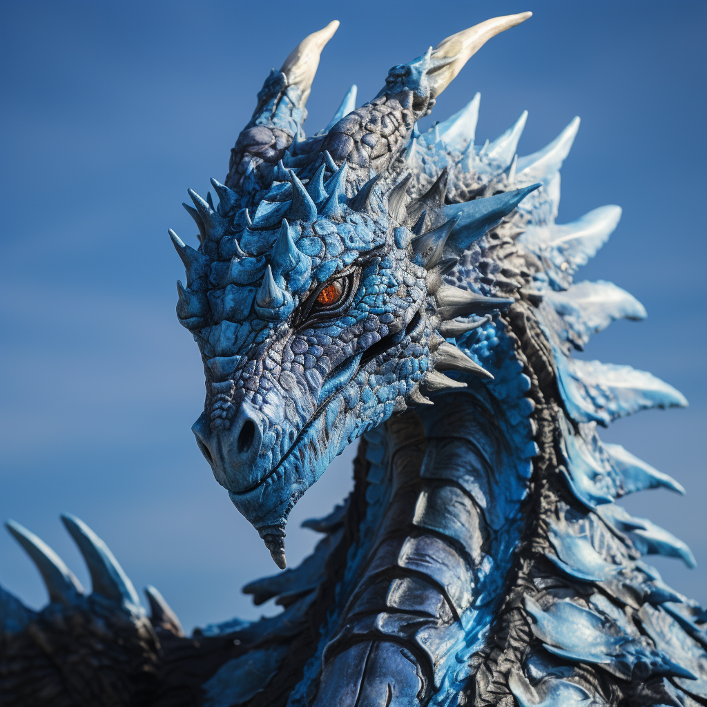 Stunning majestic humanoid blue dragon