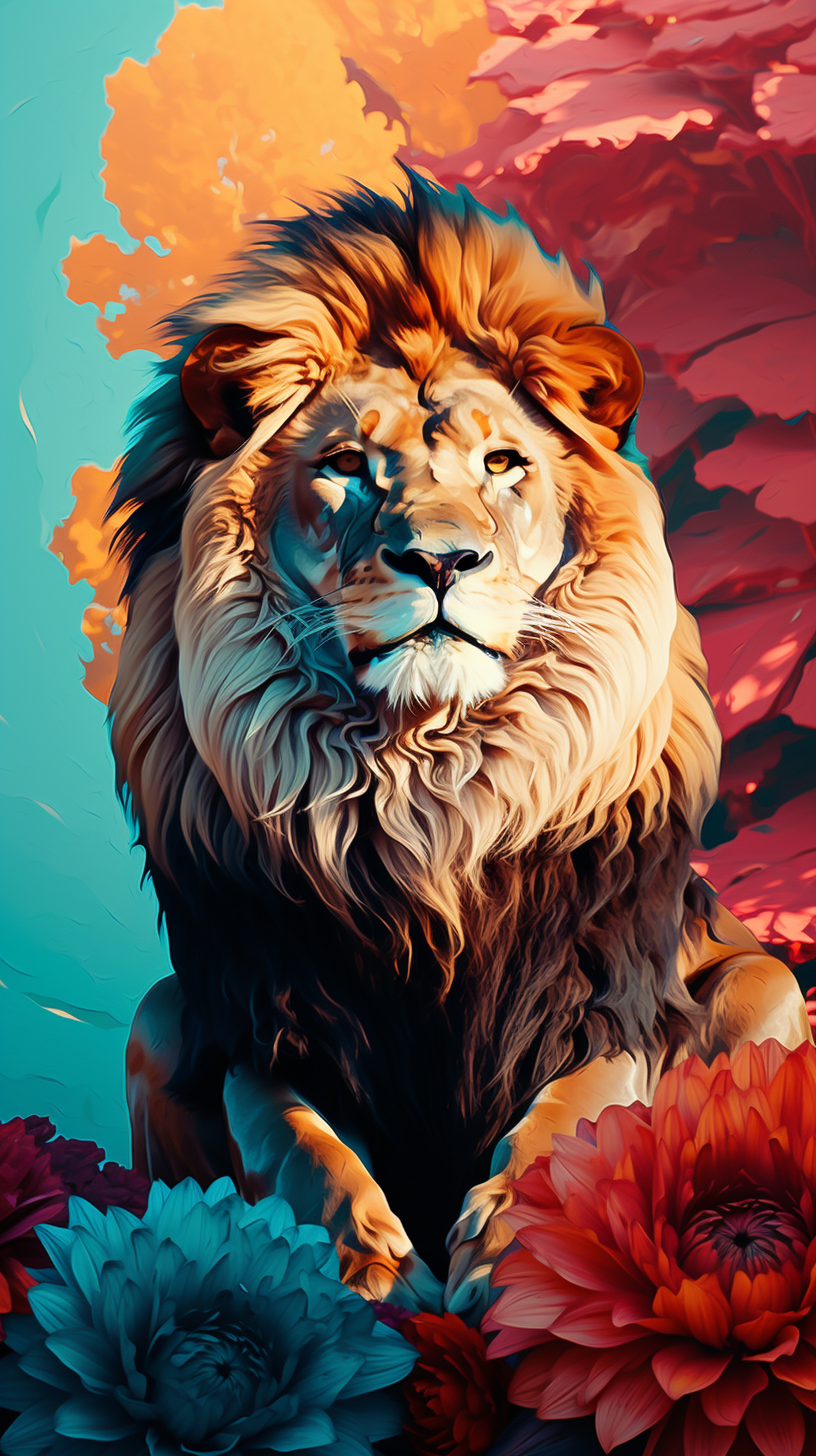 Majestic lion in warm colors