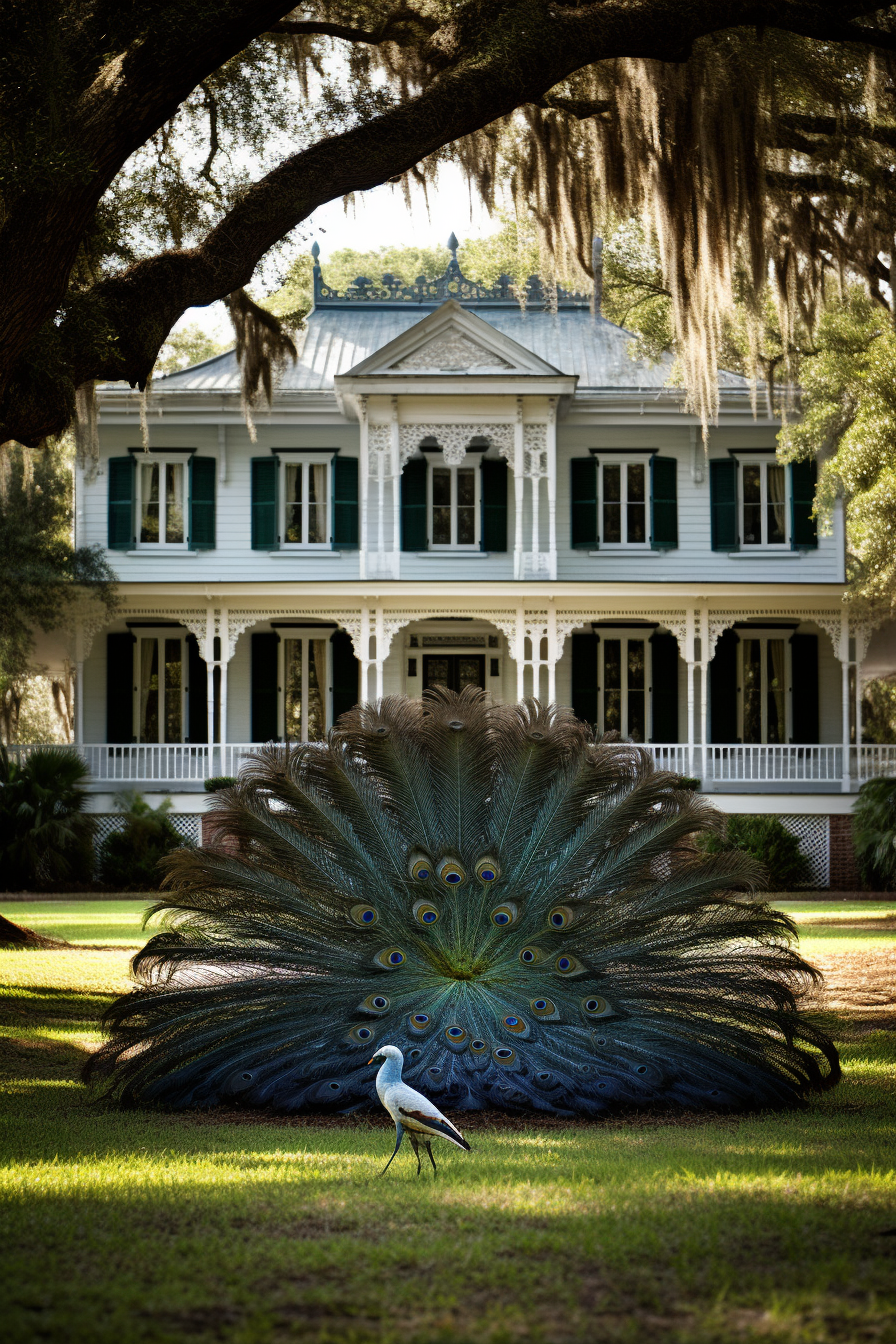 Majestic Peacock on Plantation Lawn