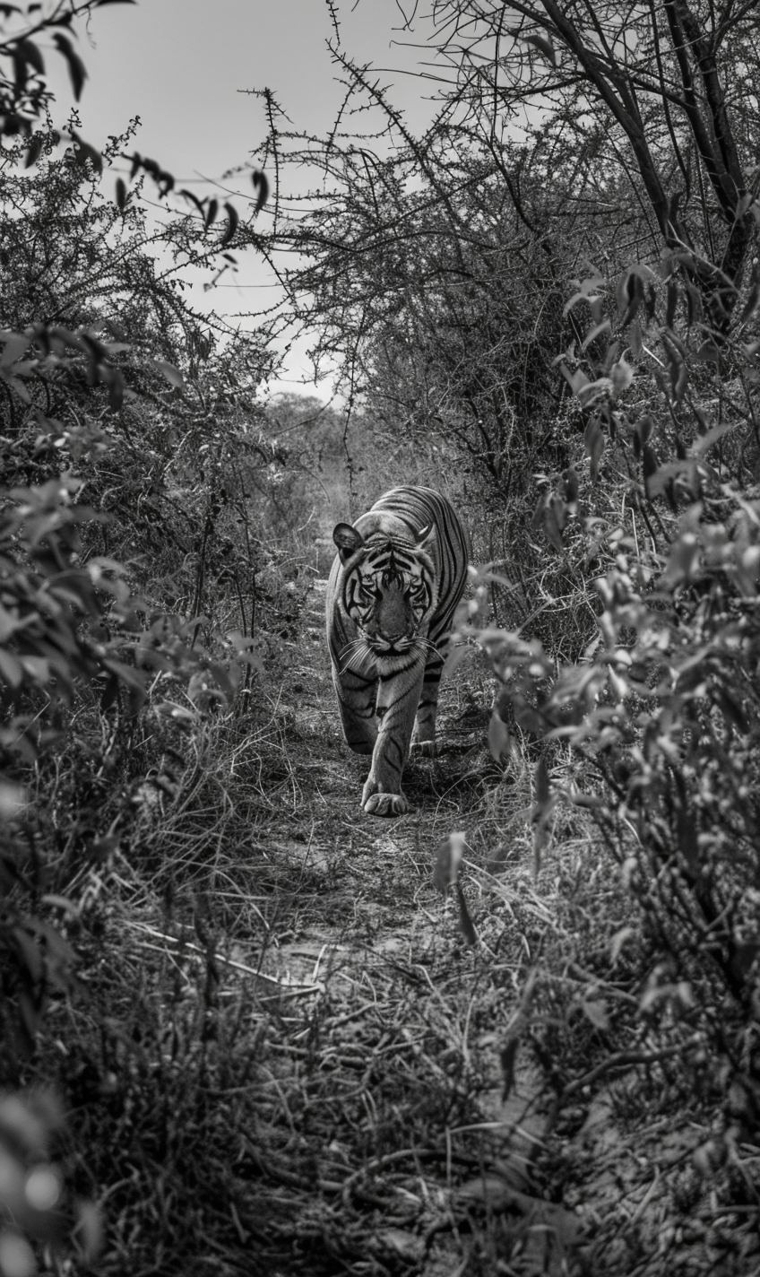 Majestic tiger in African jungle