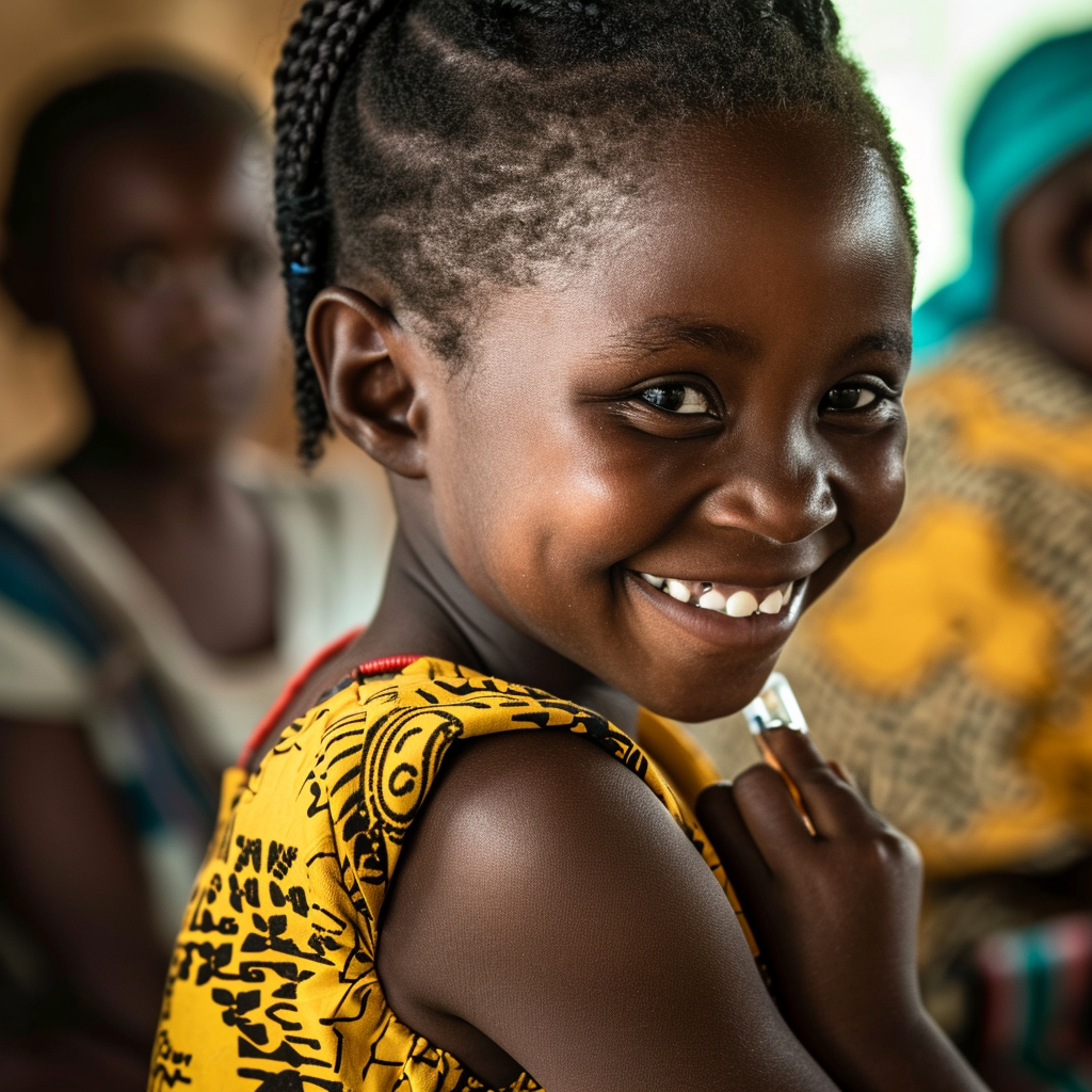 Children celebrating arrival of malaria vaccines