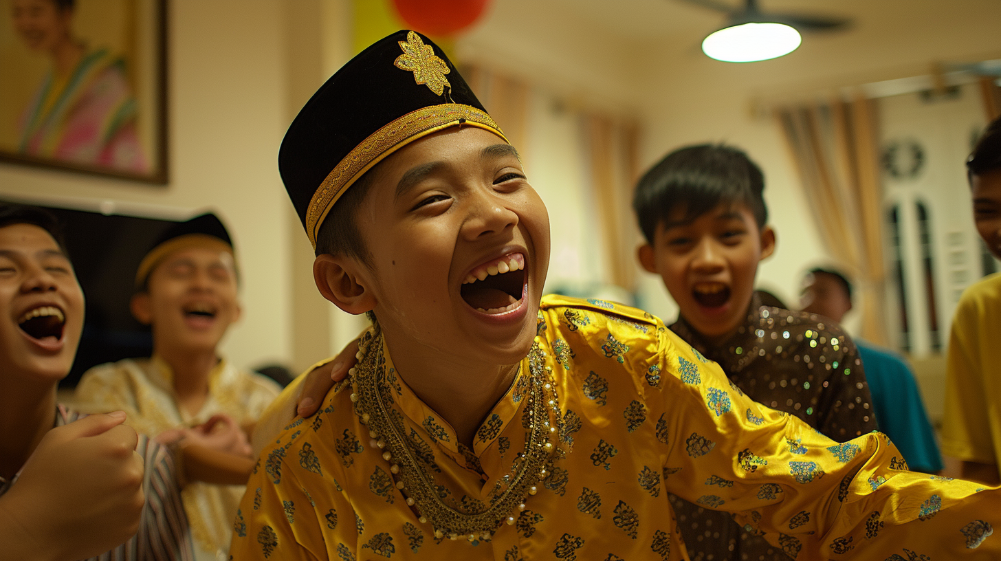 Malay teenagers laughing in Singapore