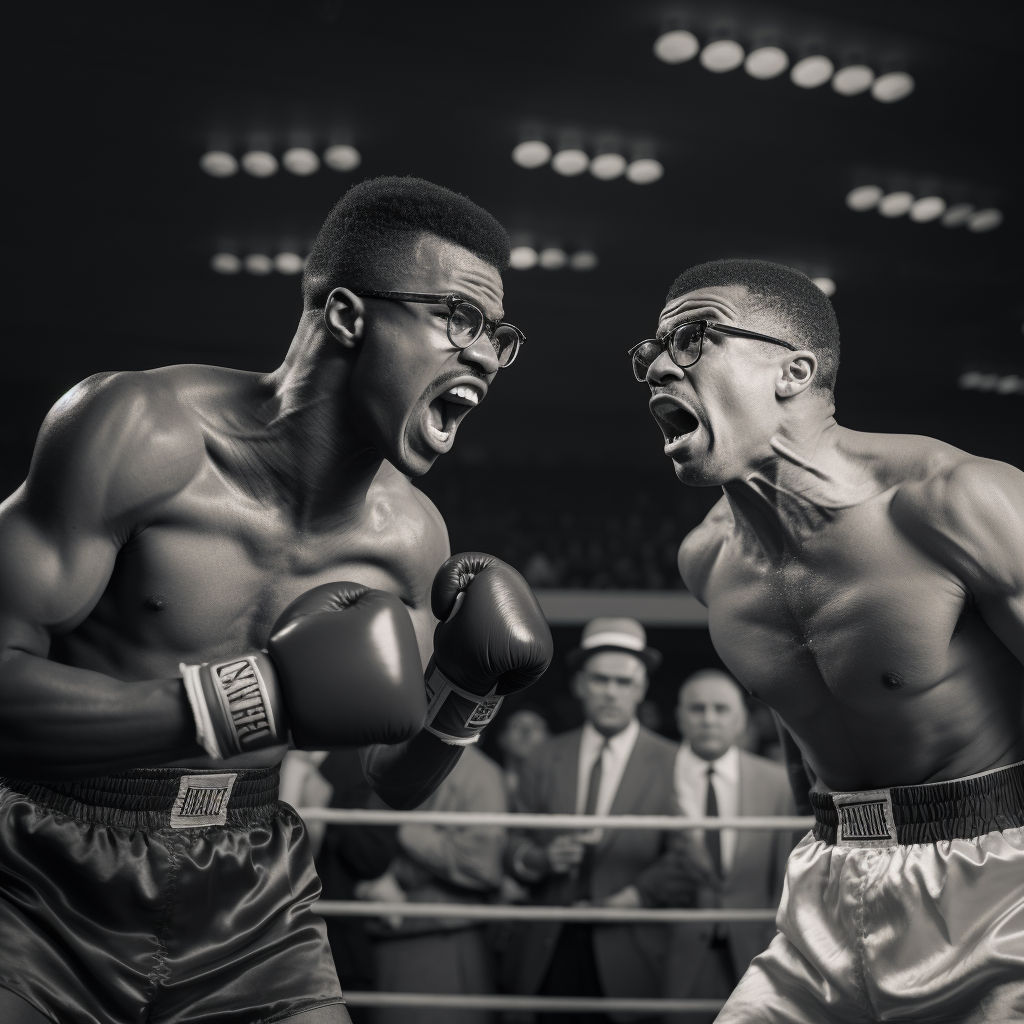 Malcolm X and Goku in Classic Boxing Match