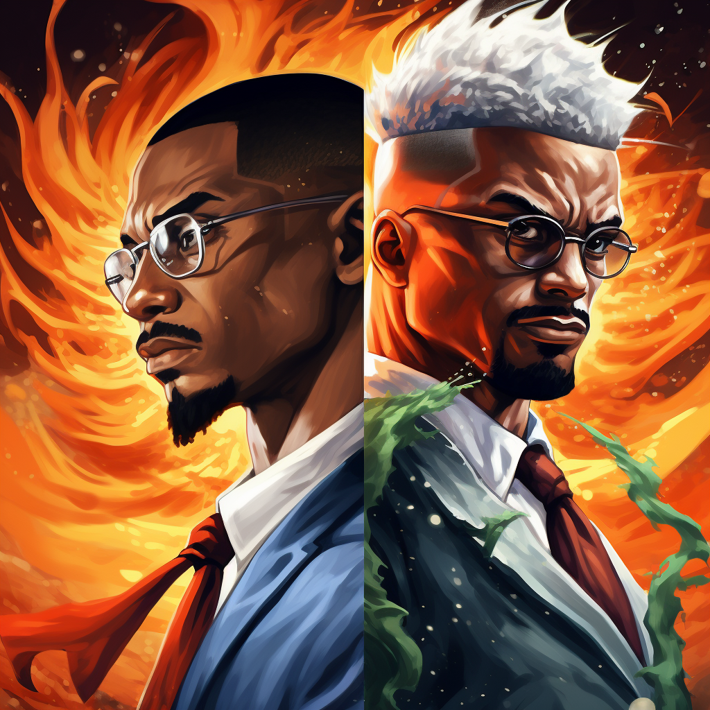 Malcom X and Goku facing off