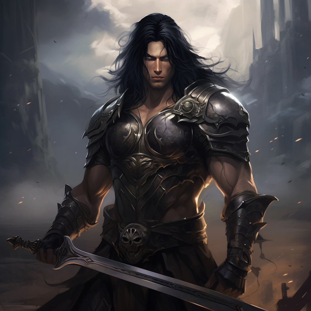 Strong male warrior wielding a claymore sword