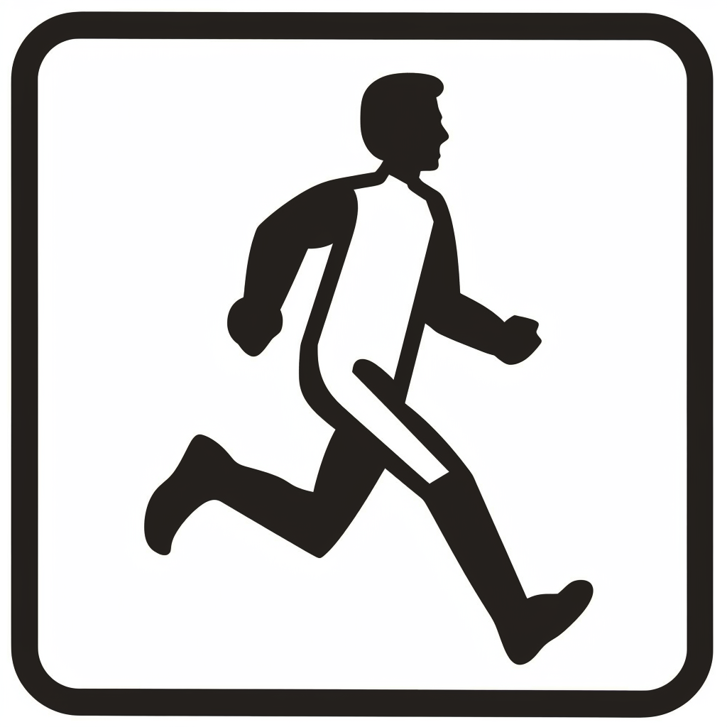 Male bathroom sign man running