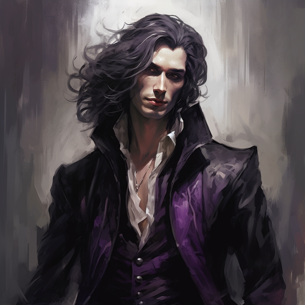 Beautiful male dhampir with striking purple veins