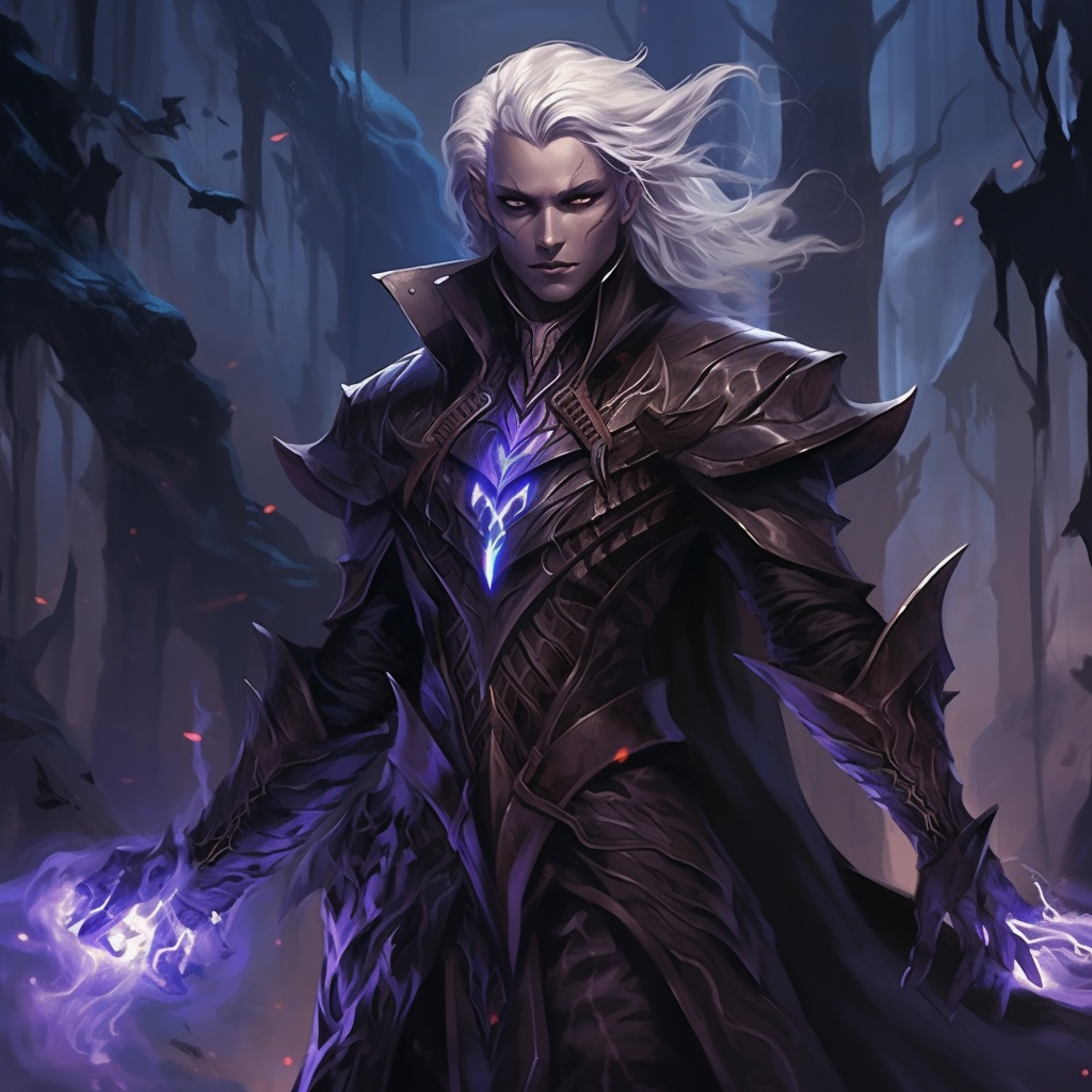 Male Drow Elf Cleric in Noble Mage's Robes