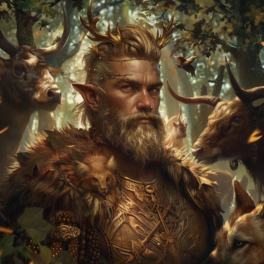 Adult male druid king forest