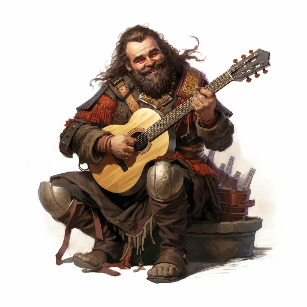 Male Dwarf Bard character in Pathfinder 2e