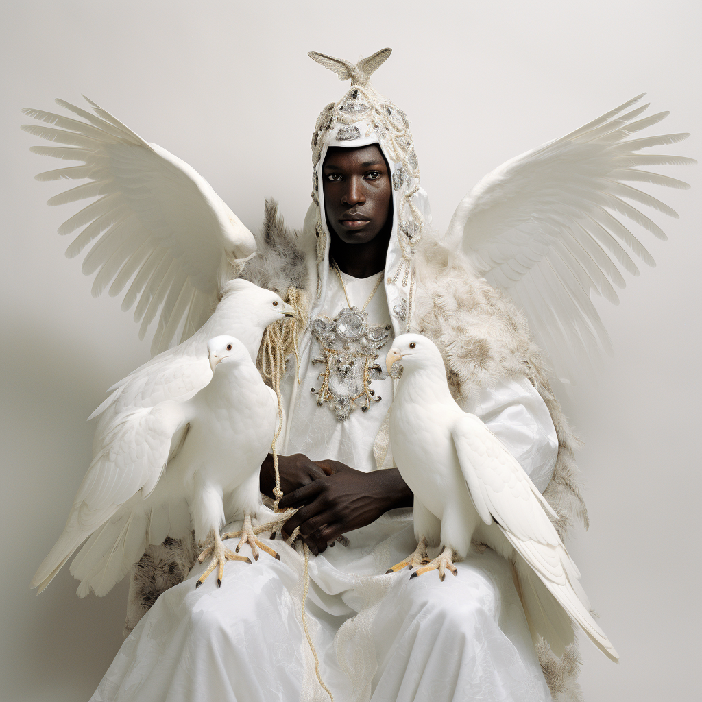 Male Egbe Tribe Orisha Obatala with Doves