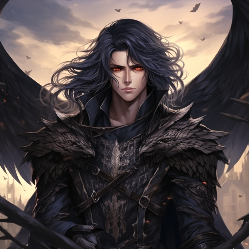 Mystical male fairy with long black hair