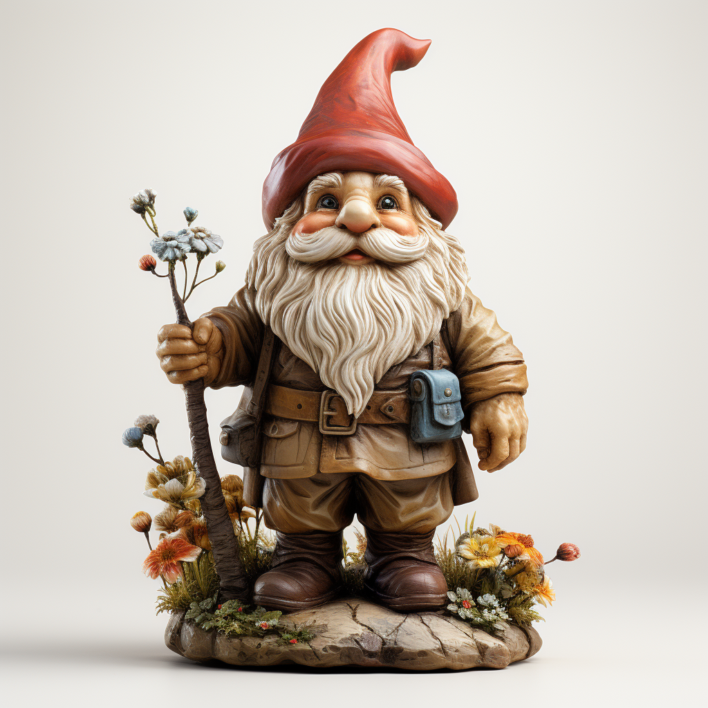 Male garden gnome standing hands behind