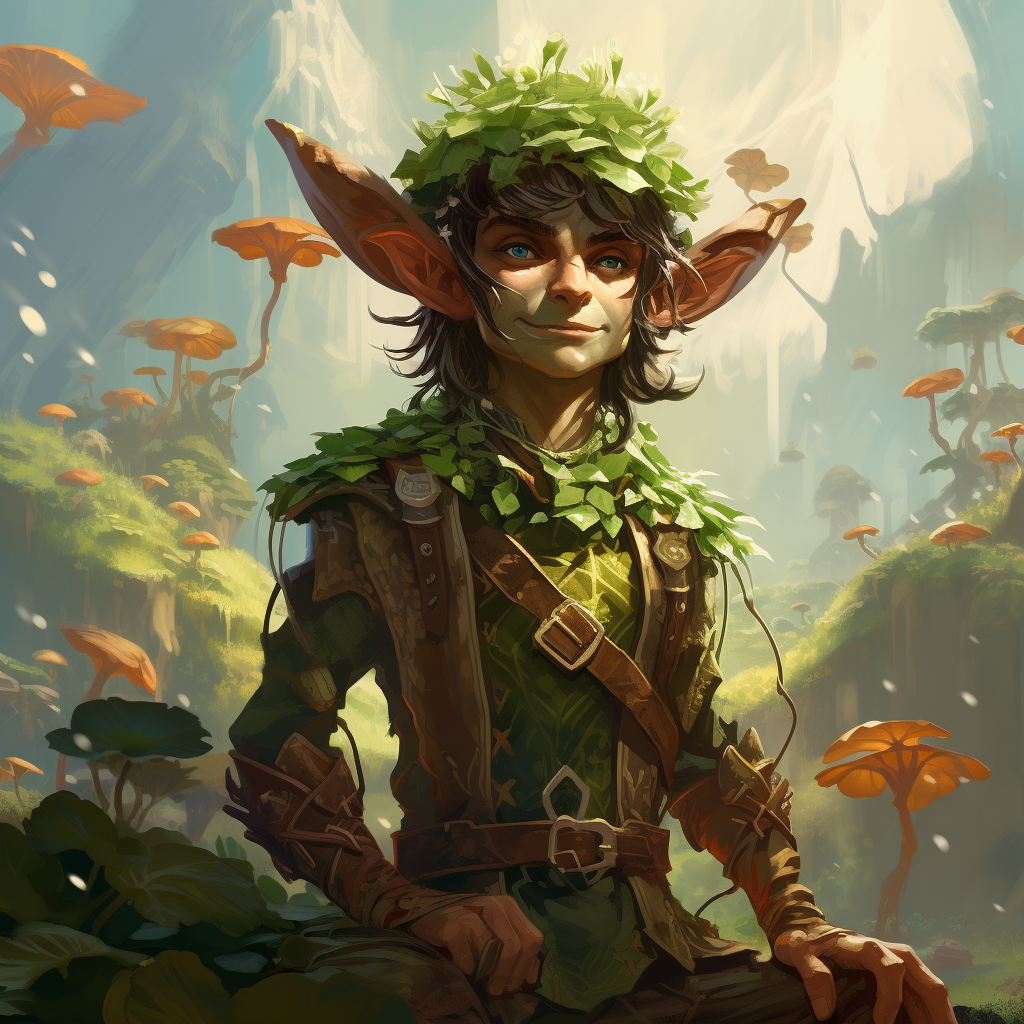 Emerald Green Skinned Male Goblin in Mushroomed Meadows  ?