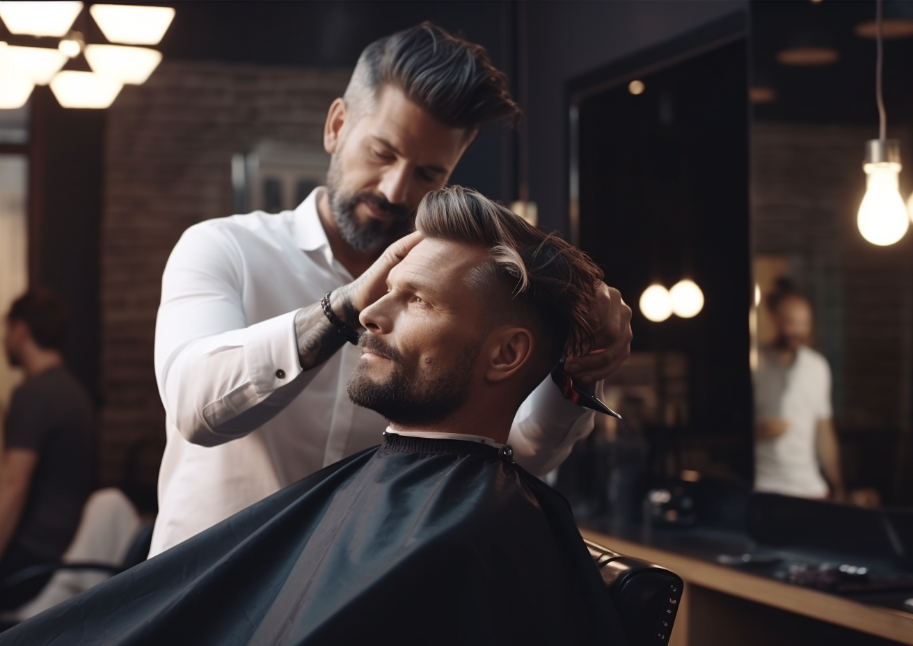 Stylish man getting a haircut