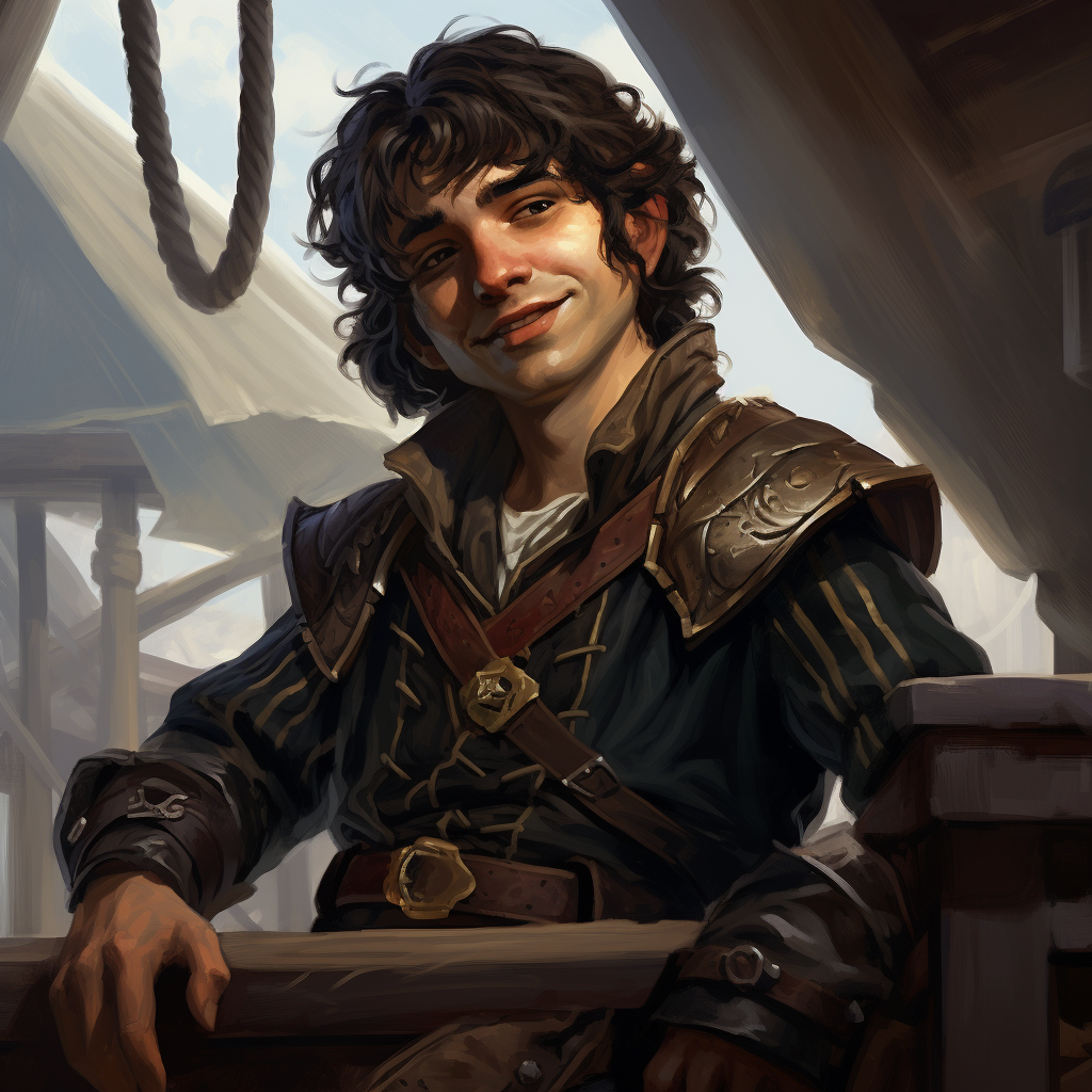 Brave male halfling swashbuckler resembling a drow elf