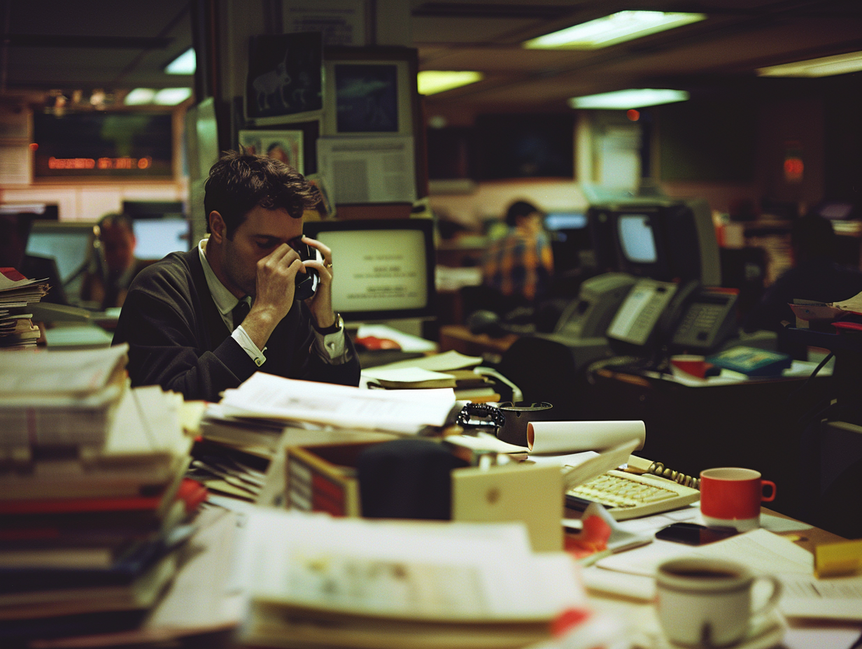 Male journalist typing on phone