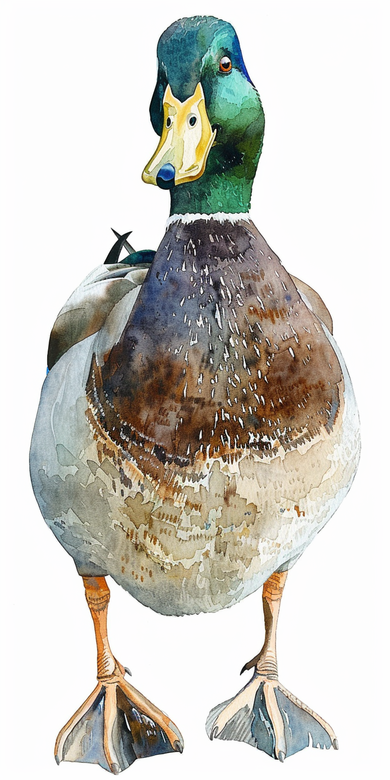 Male mallard duck watercolor art