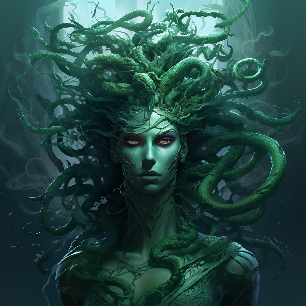 Male Medusa showcasing mesmerizing gaze