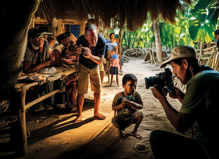 Male National Geographic photographers capturing playful moments