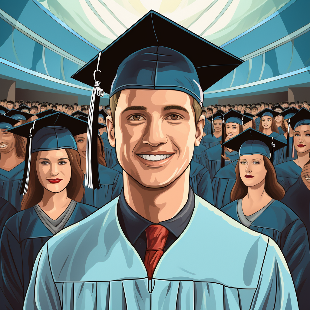 Cartoon male nursing PhD graduate