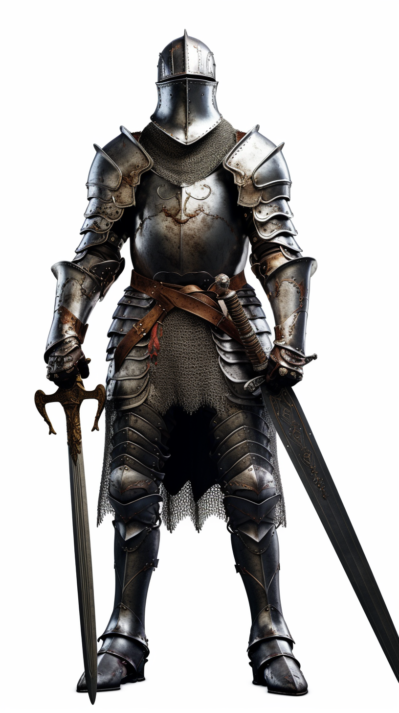 Realistic design of a male old knight in armour