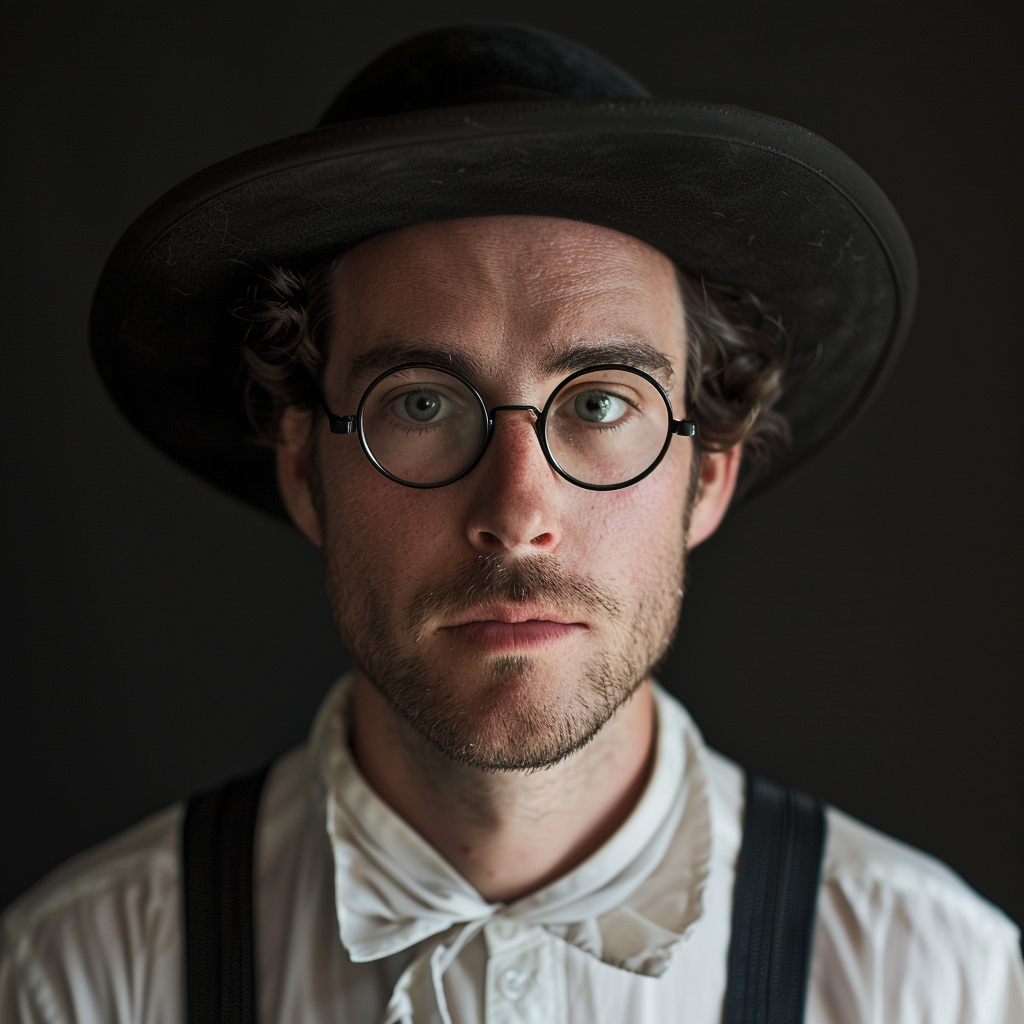 Vintage male professor with round glasses