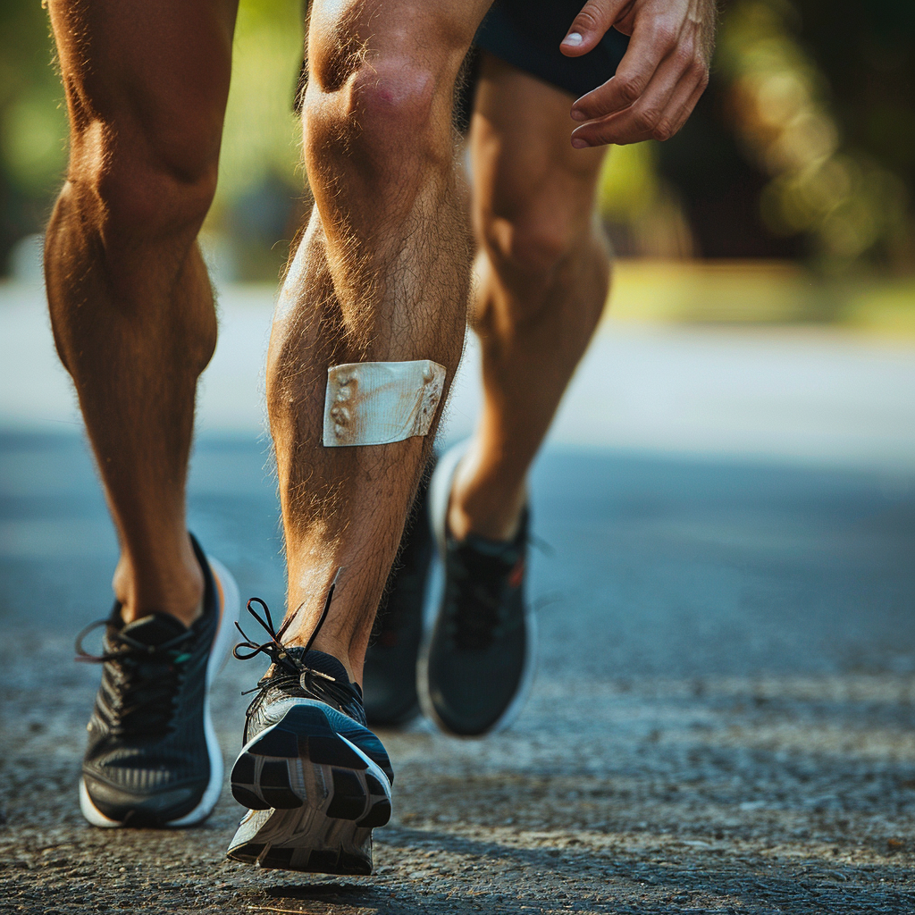 Male runner with shin splits injury